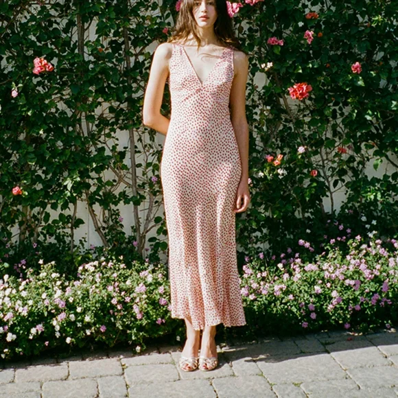 ワンピース Realsaition par Gemma Black | Black silk frill midi dress | Réalisation